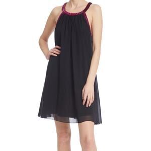 Jewel Badgley Mischka dress Trapeze sleeveless beaded trim black size 10